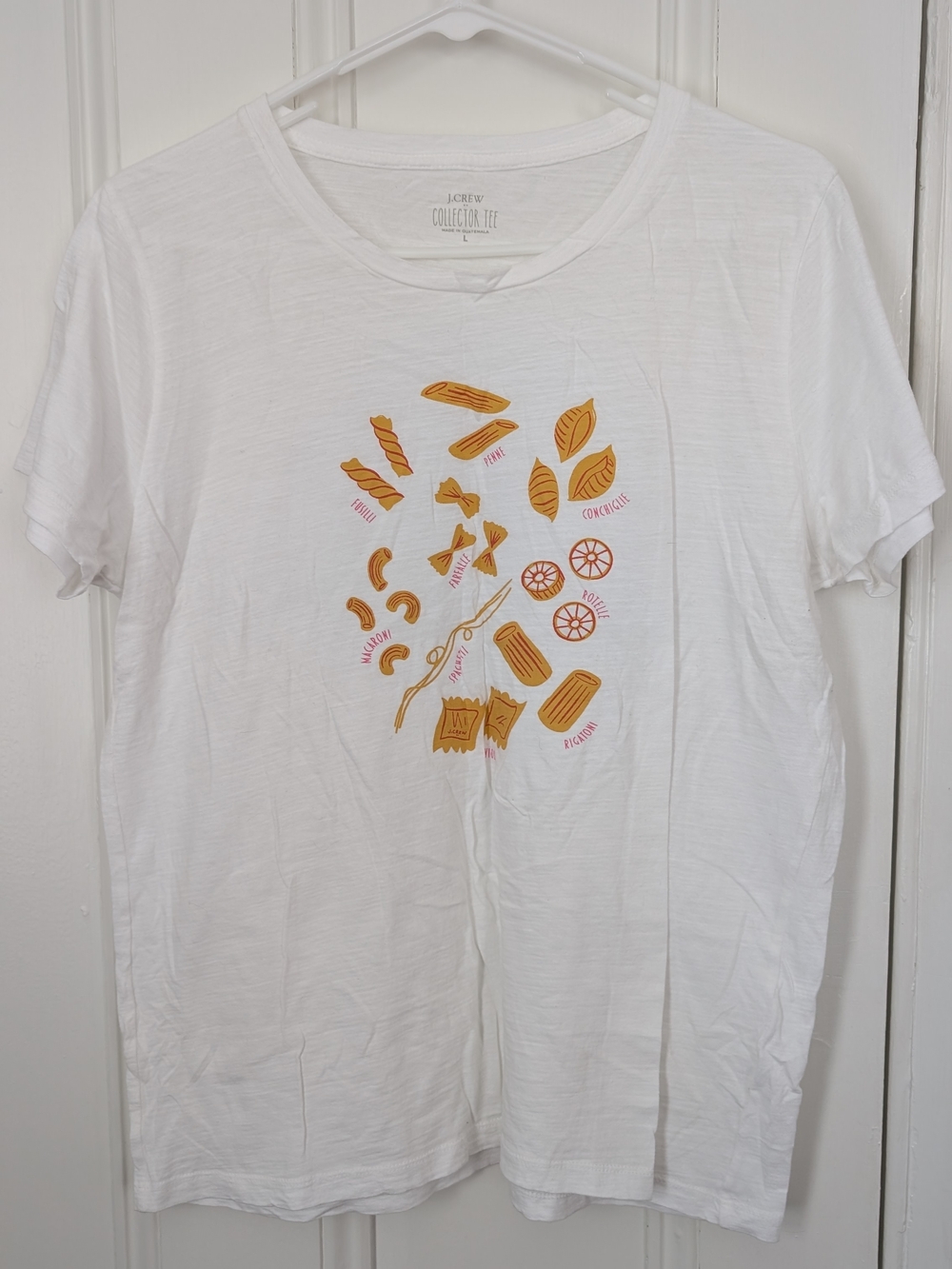 J. Crew White Pasta Print Short Sleeve Tee